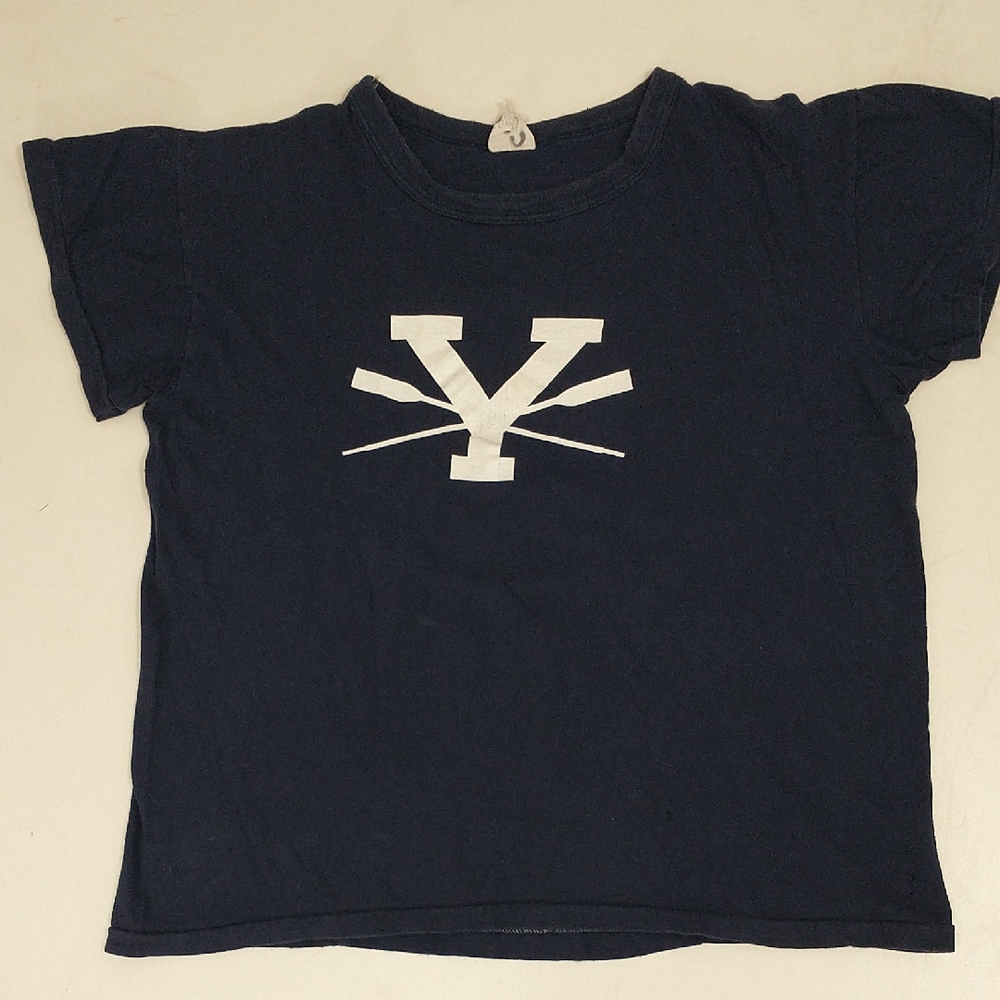 70s Vintage Yale Rowing Tee Single Stitch Navy Blue Cotton White Graphic Y &Oars
